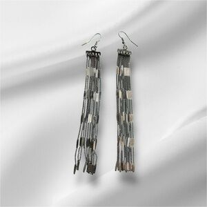 Silver Multi-Chain Tassel Drop Earrings - Unbranded lightweight